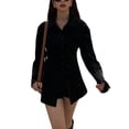 thumbnail image 1 of Txlixc Blusa casual femenina, cintura recortada, cuello de solapa de color sólido, chaqueta de botón de manga larga Txlixc moda, 1 of 4