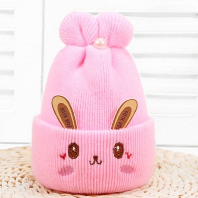 Gorro fetal para bebé de cachemira con bordado de conejo, gorro fetal para recién nacido, gorro cálido para bebé, otoño e invierno