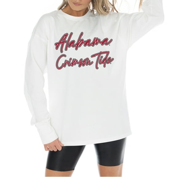 Women's Gameday Couture White Alabama Crimson Tide Midweight Oversized Long Sleeve T-Shirt
