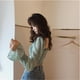 thumbnail image 3 of Camisa estampada floral Blusa de cuello cuadrado de manga larga Top plisado informal para mujer AweSitey AP001734-03, 3 of 7