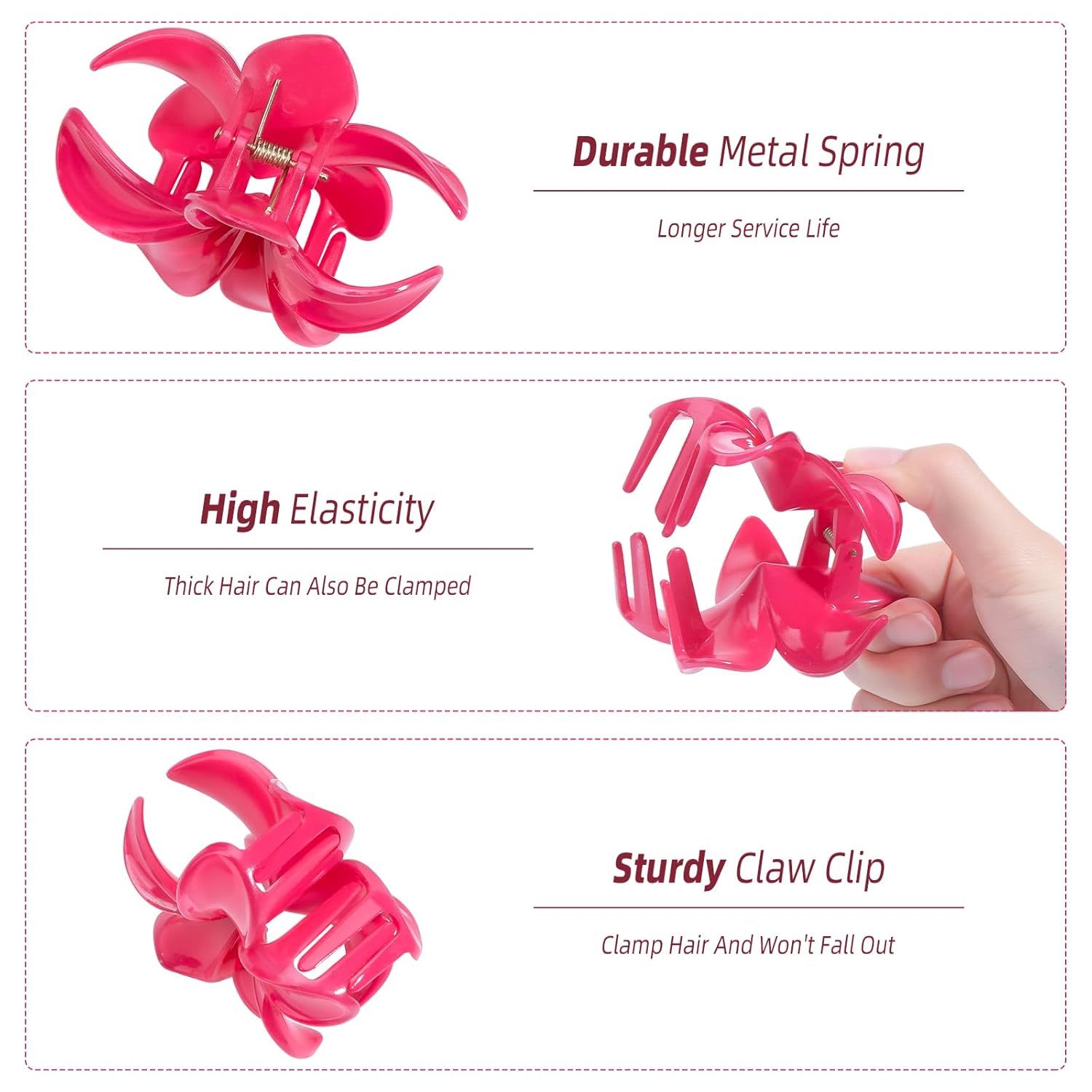 Hawaiian Flower Hair Claw Clip for Women 6 PCS Plumeria Flower Hair Clips for Thick Thin Hair Hawaii Hair Accessories - Glossy 2