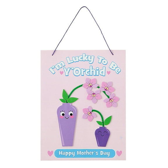 Fun Express 7" x 9" Mother’s Day Orchid Sign Foam Craft Kit - Makes 12