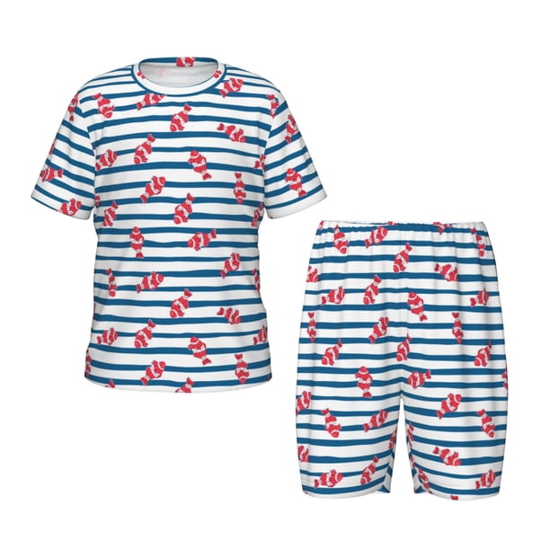 Balery Clown Fish Conjunto de Pijama Infantil de Manga Corta con Estampado – Ropa de Dormir de Algodón Suave-4X-Large