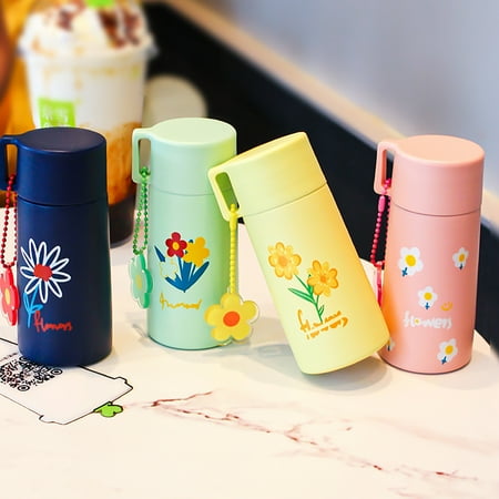 

Tuelaly 150ML Thermal Cup with Tea Strainer Heat Resistant Lightweight Rounded Mouth Leak-Proof Portable Large Capacity Kids Cute Flower Handle Travel Water Cup for School