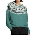 thumbnail image 5 of Womens Oversized Sweater Hoodie Western Ethnic Print Knit Pullover Loose Winter Tops Pocket Casual Boho Sweaters (L, Army Green 02), 5 of 7