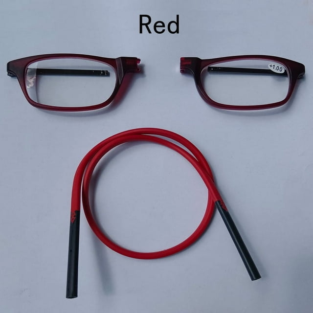 Lunettes de Lecture Magnétiques Portables Pouvant Tre Suspendues Autour du Cou avec Lanière Réglable pour Hommes et Femmes Rouge +325