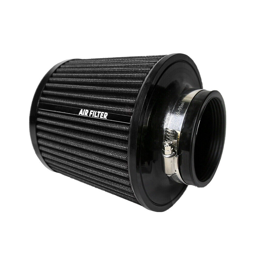 Black 76mm 3" Cold Air Intake Cone Replacement High Flow Inlet Dry Filter