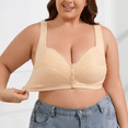 thumbnail image 2 of Fulorrnie Bras for Women Plus Size Wirefree Comfort Support Front Closure Longline Adjustable Strap Tie Bra, Light Yellow, 48F, 2 of 9