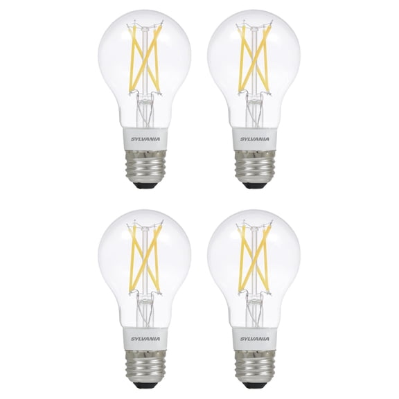 (4 bulbs) Sylvania Smart  LED Smart Bluetooth A19 light Bulb, Seamless Setup, Works with Google, alexa, AppleHomeKit, No hub required, 2700K, LED smart bulb