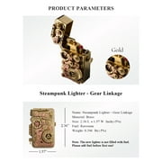 Unique Retro Soft-Flame Copper Mechanical Kerosene Lighter, Automatic Ignition, Refillable, Steampunk, Gear Linkage, Safety Lock, Luxury, Complex, Collectible, Gift for Boyfriend, Thorens