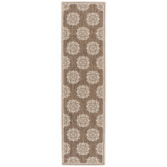 SAFAVIEH Linden Cheshunt Geometric Indoor/Outdoor Runner Rug, Beige/Cream, 2'2" x 8'