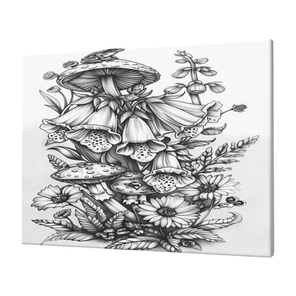 Logiee Monochrome Botanical Illustration Print Canvas Wall Art,Canvas Picture Prints with Frame, Wall Art Decorative,Canvas Decorative,Suitable for Living Room Bedroom Office Room 30x40