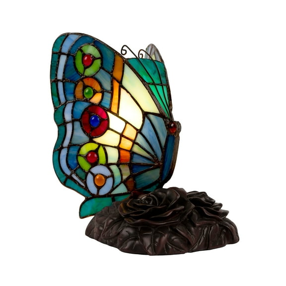 Lavish Home Tiffany Stained-Glass Butterfly Lamp with LED Bulb Included