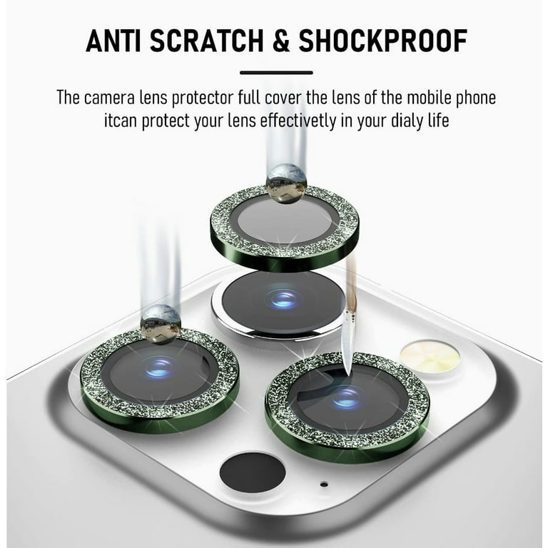 3+1] [upgrade] For Iphone 13 Pro Max/iphone 13 Pro Camera Lens Protector,  Hd Tempered Glass Camera Screen Protector Shockproof Ring Cover Film  Decorative Accessories, Green Glitter - Temu