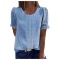 thumbnail image 2 of Tops for Women Dressy Casual Puff Short Sleeve T Shirts O Neck Top T Shirt, 2 of 7