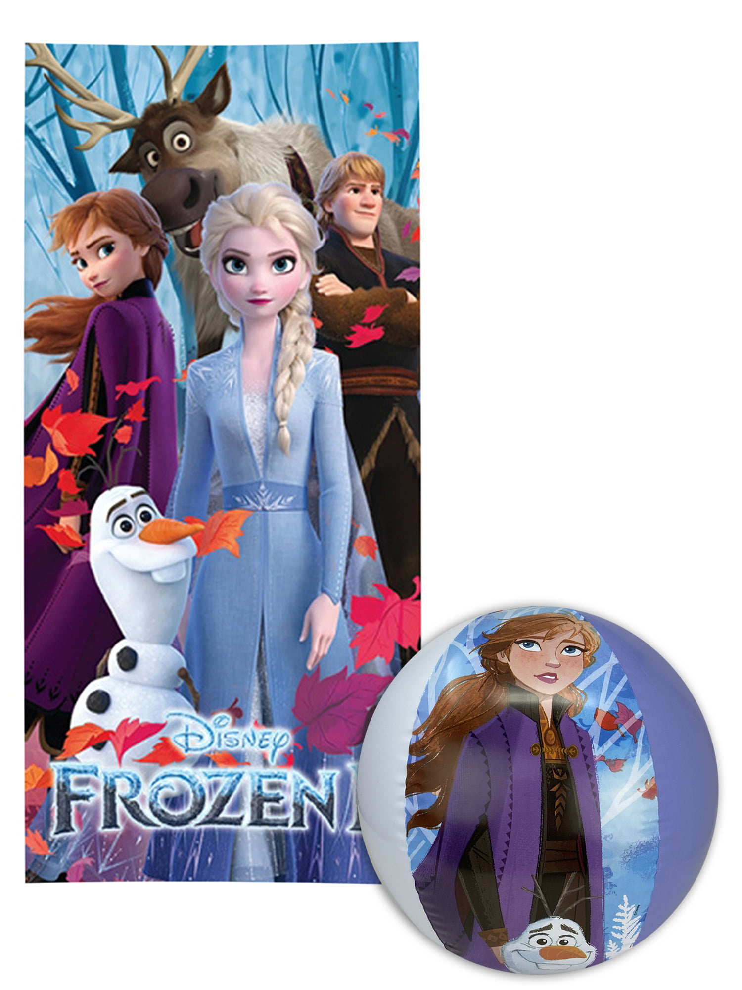 Disney Frozen II Elsa Anna Olaf 2 Piece Bath Towel Washcloth Set 