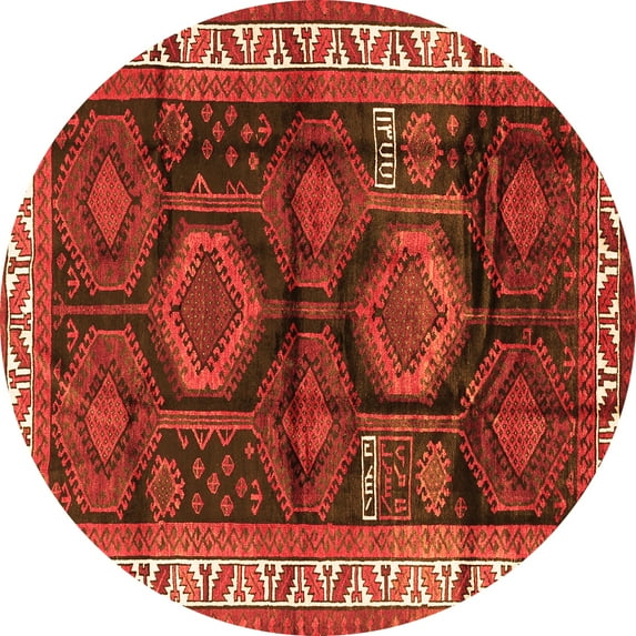 Ahgly Company Indoor Round Persian Orange Traditional Area Rugs, 4' Round