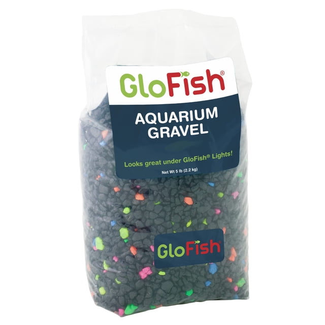 Grava para acuarios GloFish negra con detalles fluorescentes, 2,27 kg