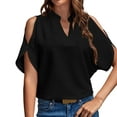 thumbnail image 2 of T Shirts for Women Summer Casual Short Sleeve V Neck Cold Shoulder Relaxed Fit Dressy Casual Tshirts Blouse, 2 of 5