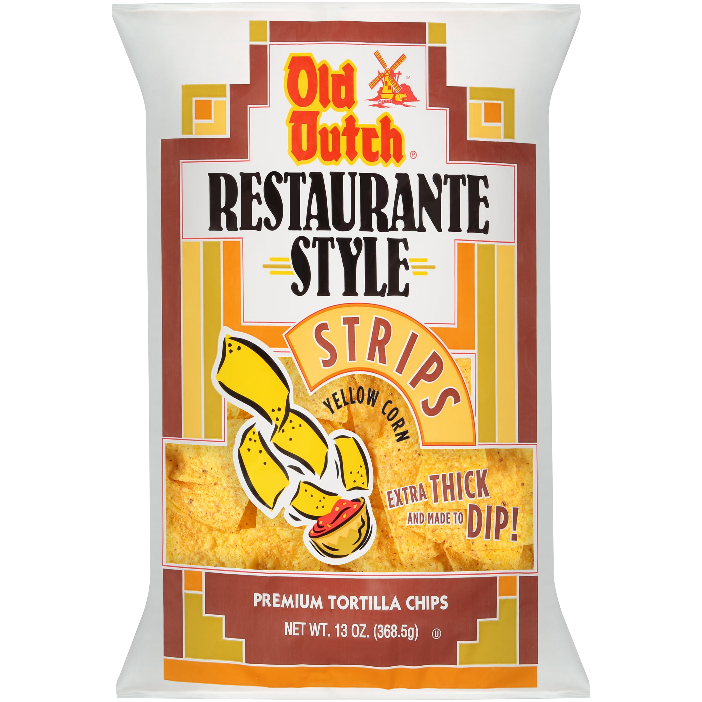 Old Dutch Restaurante Style Strips Yellow Corn Tortilla Chips, 13 oz.