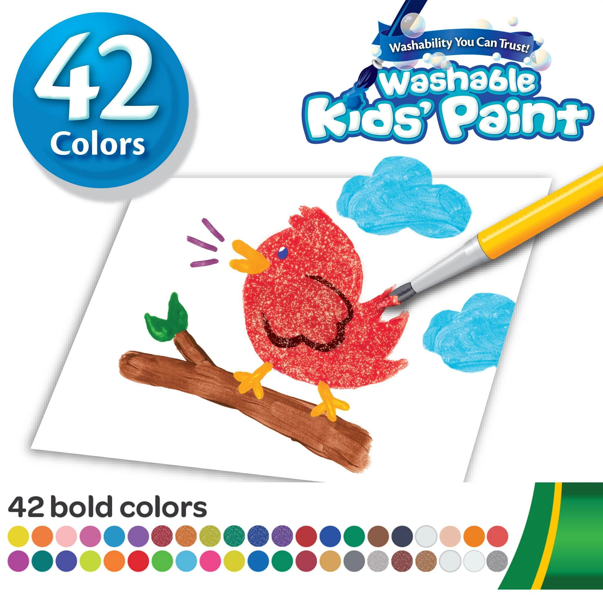 Crayola Washable Paint Pot Set with Brush & Storage Case, School Supplies, Paint Set, 42 Colors, Child