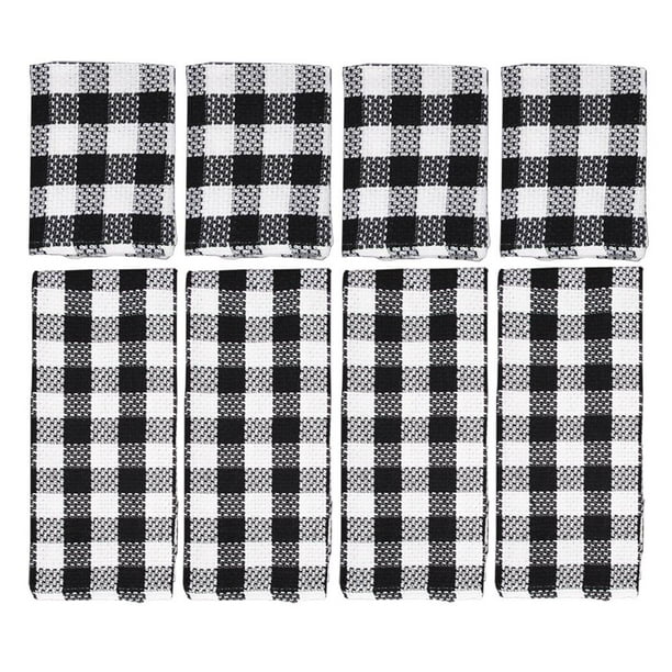 Black Buffalo Check Kitchen Towels And Dishcloths Set White and Black