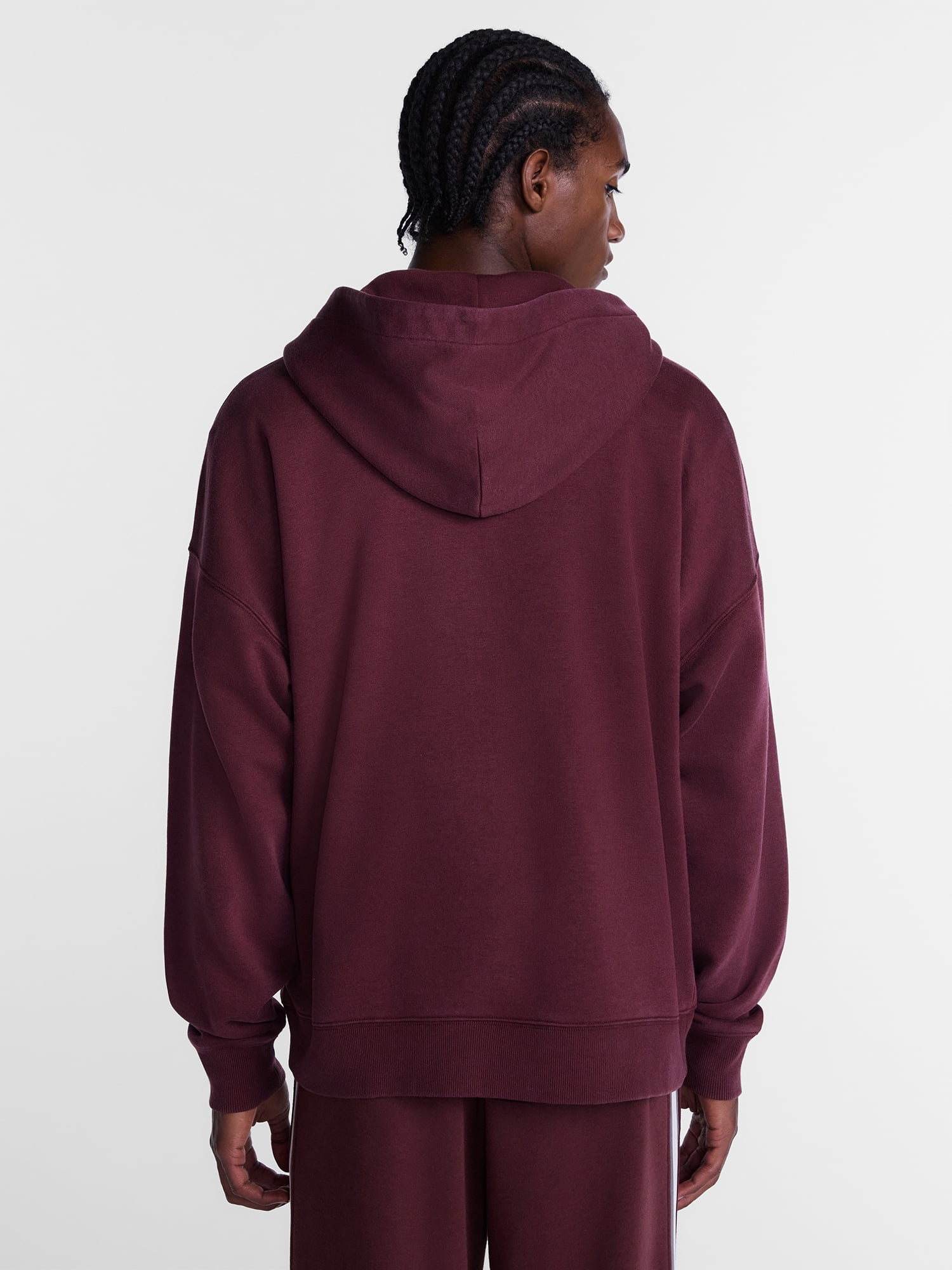 No Boundaries Boxy Oversized Fit Fleece Zip Hoodie Sweatshirt with Long Sleeves, Men's XS-4XLT