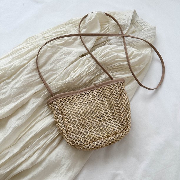Bolsa De Hombro Bolso bandolera para mujer Bolsos de mensajero de flores de verano Bolso de paja de playa informal simple Likrtyny Para Estrenar