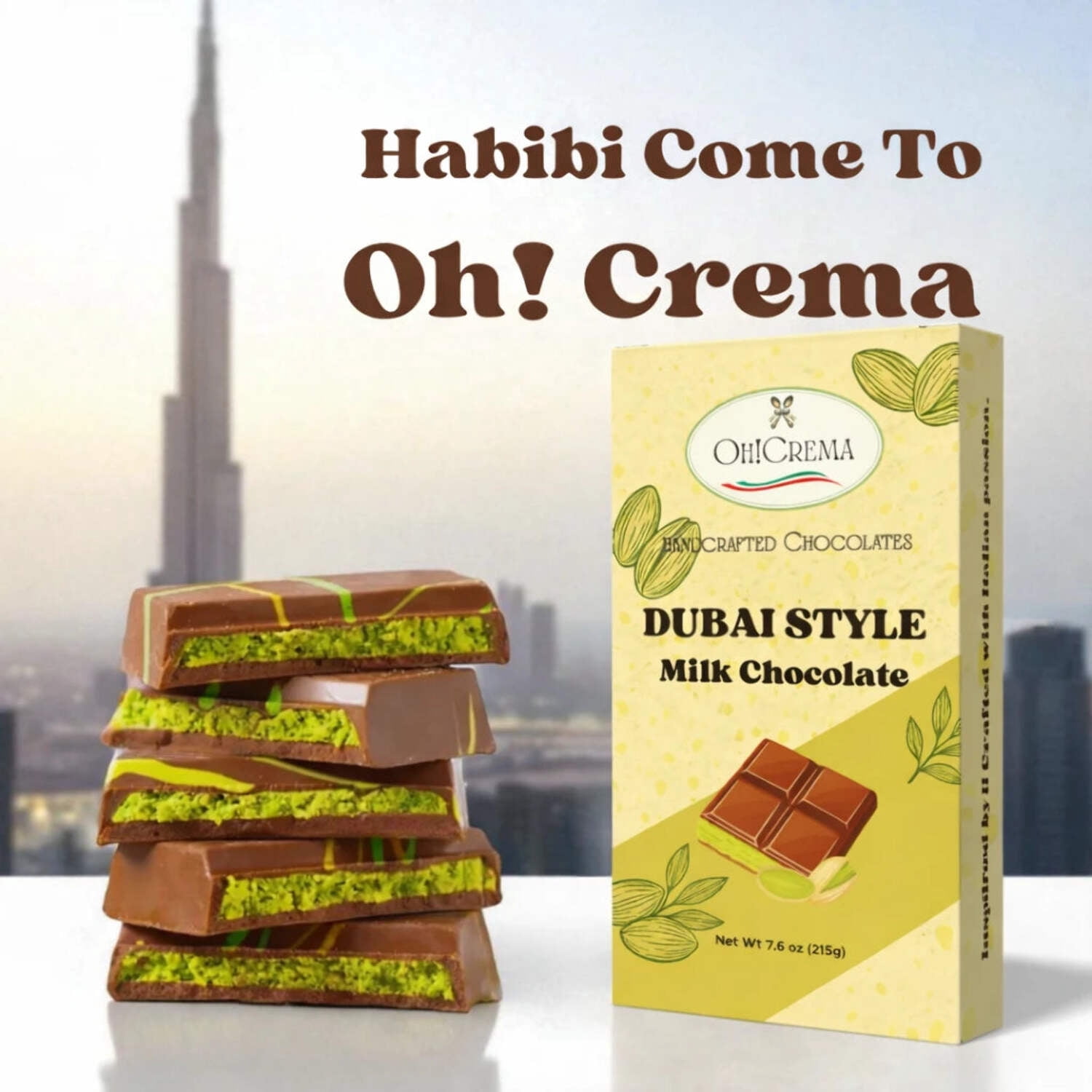 Dubai Milk Chocolate Bar – Pistachio Delight 7.6 oz