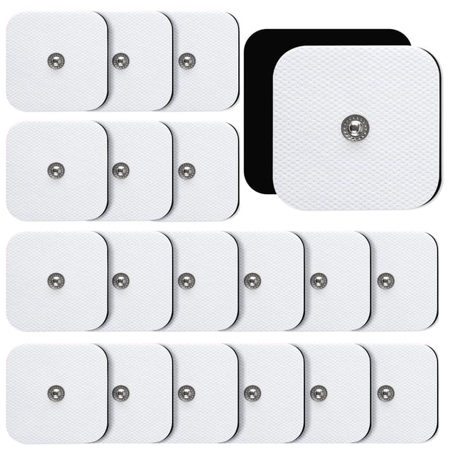 Almohadillas de repuesto para unidad TENS, 20 almohadillas de electrodos a presión de 3,5 mm, autoadhesivas, reutilizables más de 30 veces, compatibles con dispositivos TENS con conector de 3,5 mm.