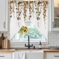 thumbnail image 3 of Swag Valance Curtains for Windows, Brown Eucalyptus Leaves Light Filtering Kitchen Curtains with Rod Pocket, Summer Watercolor Botanical Window Treatment Valances for Living Room, 36x36 - 2 PCS, 3 of 9