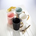thumbnail image 4 of Set of 6 Matte White With Gold Handle Tea Cup, 4 of 5