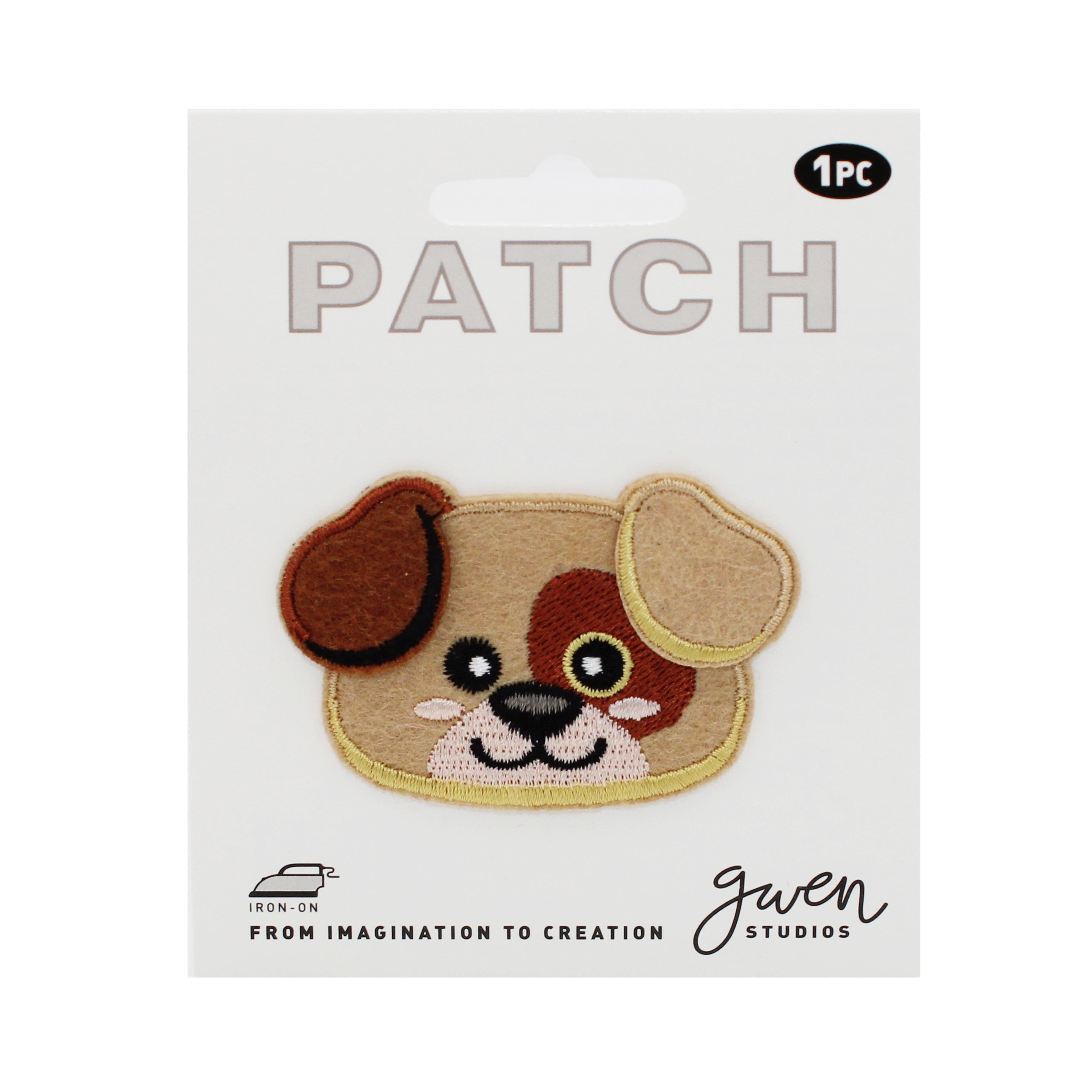 Gwen Studios Embroidered Brown Puppy Dog Iron-on Patch Applique, 2.4" x 1.8"