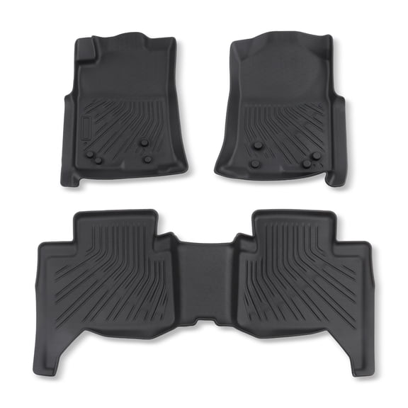 Findmall TPE Front & Rear Floor Mats Liners Set 3Pcs For Toyota Tacoma Crew Cab 2005-2015 Waterproof and anti-slip Black