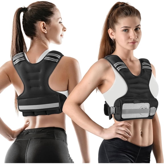Weighted Vest Woman Adjustable Weights For Walking, 6-12lb/12-18lb, with 6 Ironsand Weights, Weight Women/Men, Strength Training, Running