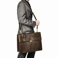 thumbnail image 7 of Top Grain Leather Croc Brown Briefcase Messenger Bag, 7 of 7