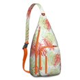 thumbnail image 1 of Hawaiian Print Sling Backpack - Colorful Monstera & Palm Leaf Design Crossbody Bag, Fashionable Multi-Functional Pack, 1 of 4