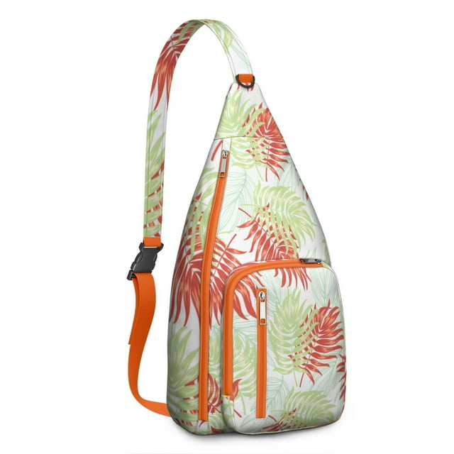 Sac à Bandoulière à Imprimé Hawaïen - Sac à Bandoulière au Design Coloré de Monstera et de Feuille de Palmier, Sac Multifonction à la Mode