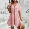 thumbnail image 4 of Roncen Robes d'Été pour Femmes 2026 Plage Décontractées Col en V Profond Robe Ample à Manches Courtes Robe Courte avec Poches, 4 of 8