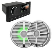 Fusion MS-RA670 Marine Receiver with 1 Pair Wet Sounds RECON8-XWW-RGB 8" Marine RGB LED Speakers