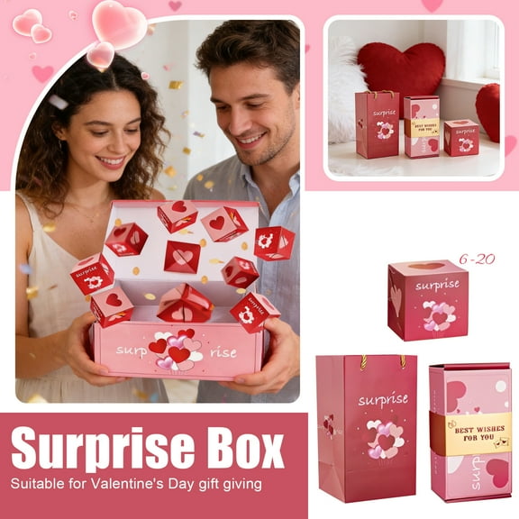 6-Pack Surprise Jumping Pop-Up Gift Boxes - Interactive Pop-Up & Jumping Surprising Boxes With Hidden Elements For Valentine's Day, Birthday, Anniversary, Party Favors - Gift For