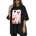 thumbnail image 4 of Plus Size Shirt for Women Black Tops for Women Oversized Short Sleeves Shirt for Women Valentine's Day T Shirt Crewneck Shirt for Women XL, 4 of 5