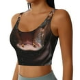 thumbnail image 2 of Fotbe Playful Baby Hippo Splash Pattern Womens' Sports Bra Longline Wirefree Padded with Medium Support Sports Moisture-Wicking Workou Vest,Tank Top-, 2 of 7