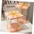 thumbnail image 3 of Mistaha Pink 6-inch Double-Layer Cake Boxes with Ribbon - Set of 5, Square Clear Plastic Cake Packaging Containers, 3 of 6