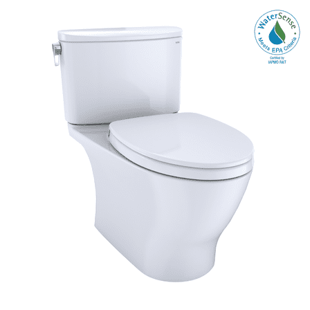 TOTO MS442124CEFG#01 Nexus Two-Piece Elongated 1.28 GPF Universal Height Toilet with CeFiONtect and SS124 SoftClose Seat