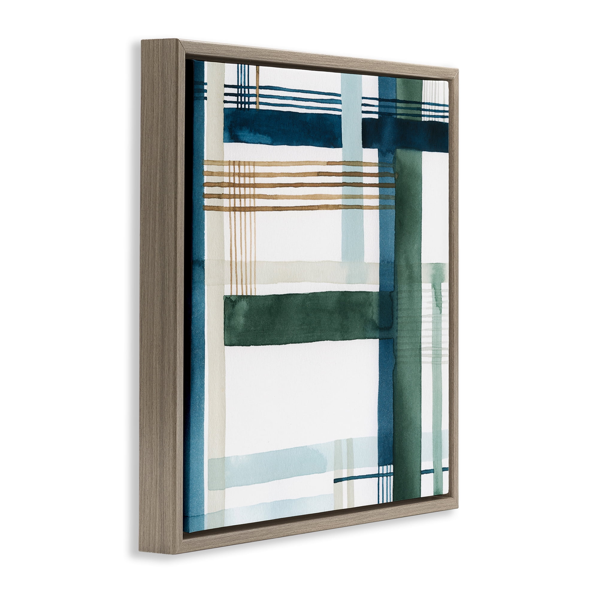 Stupell Industries Modern Woven Pattern Abstract Painting Brown Floater Framed Canvas Art Print Wall Art, 25 x 25