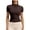 *Brown, variant on ClodeEU Women's Mock Neck Zip Slim Fit Yoga Top ,Breathable Short Sleeve Athletic Tee Blue,Women's Plus L