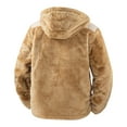 thumbnail image 4 of Levmjia Men's Fleece Lined Jacket Hooded Winter Warm Zip Up Coat Soft Polyester Outerwear Casual Thermal Jacket with Pockets Solid Color S-XL Khaki, 4 of 9