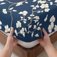 thumbnail image 3 of Full Size Fitted Sheet Set - Botanical Flower 3 Piece Bedding Sets 16" Deep Pocket Fitted Sheet with 2 Pillowcases Vintage Garden Floral Wildflower Blue Brushed Microfiber Hotel Luxury Bed Sheets, 3 of 9