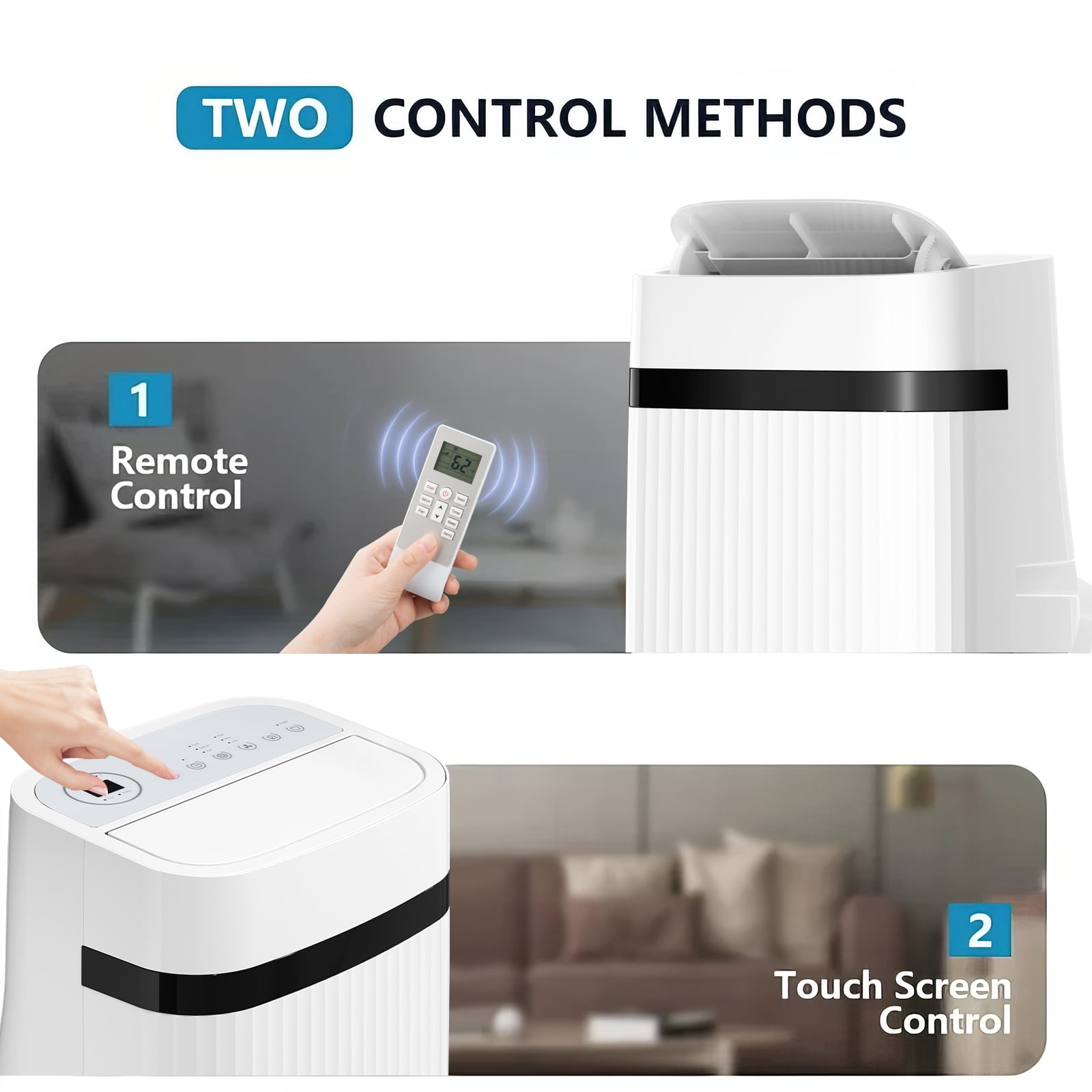 KISSAIR 12,000 BTU Portable Air Conditioner - Powerful 3-in-1 Cooling, Ultra Quiet Floor Standing AC with Remote 8,000BTU (SACC) for 500 Sq.Ft Rooms, 24H Timer & Energy Saving Mode